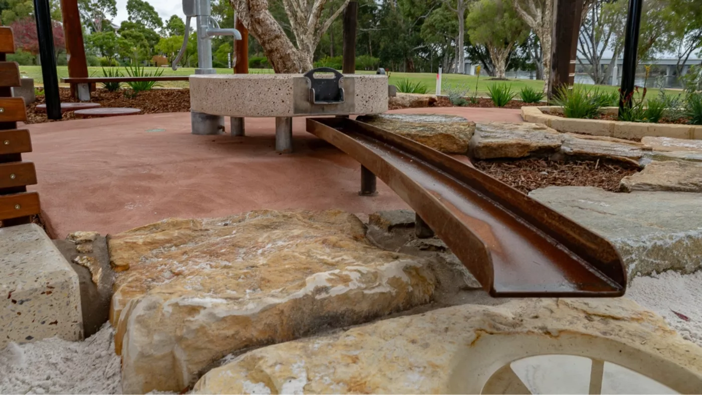 Water feature in the Mardalup Park playground.