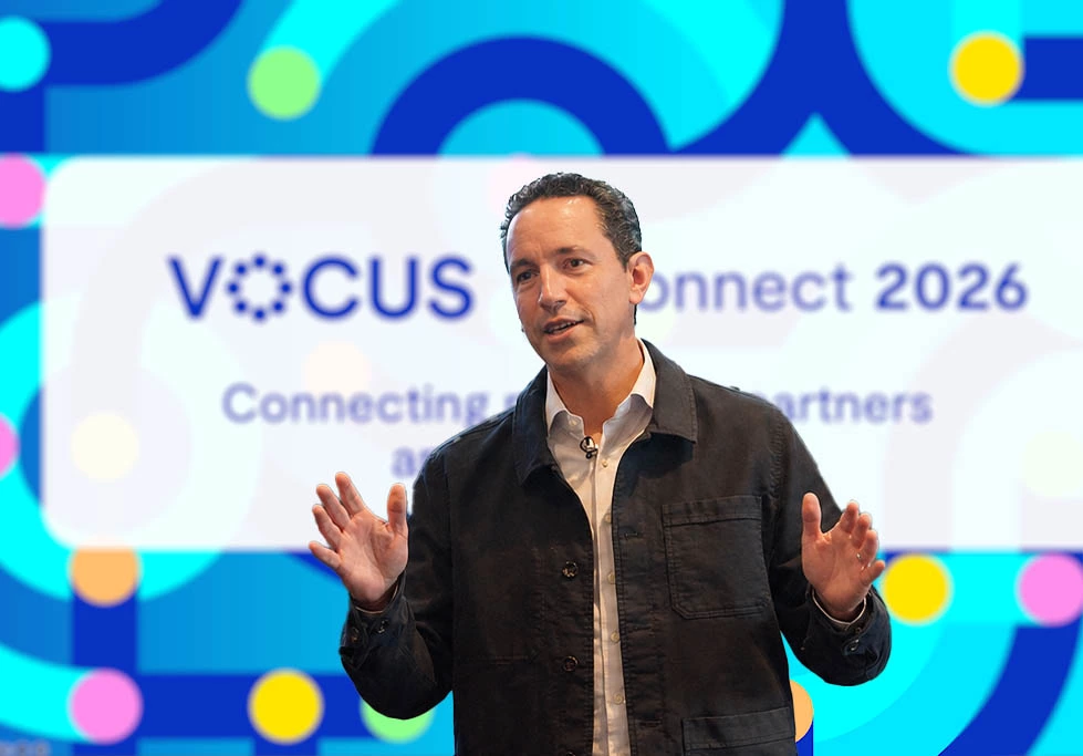 Vocus CEO Andrés Irlando speaking at the Vocus Connect 2026 roadshow for channel partners and wholesale customers. 