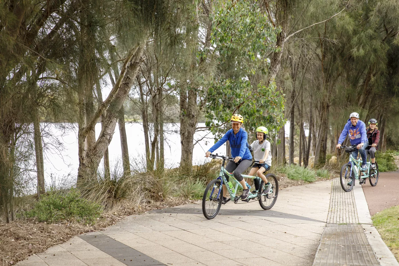 Family cycling at Point Fraser