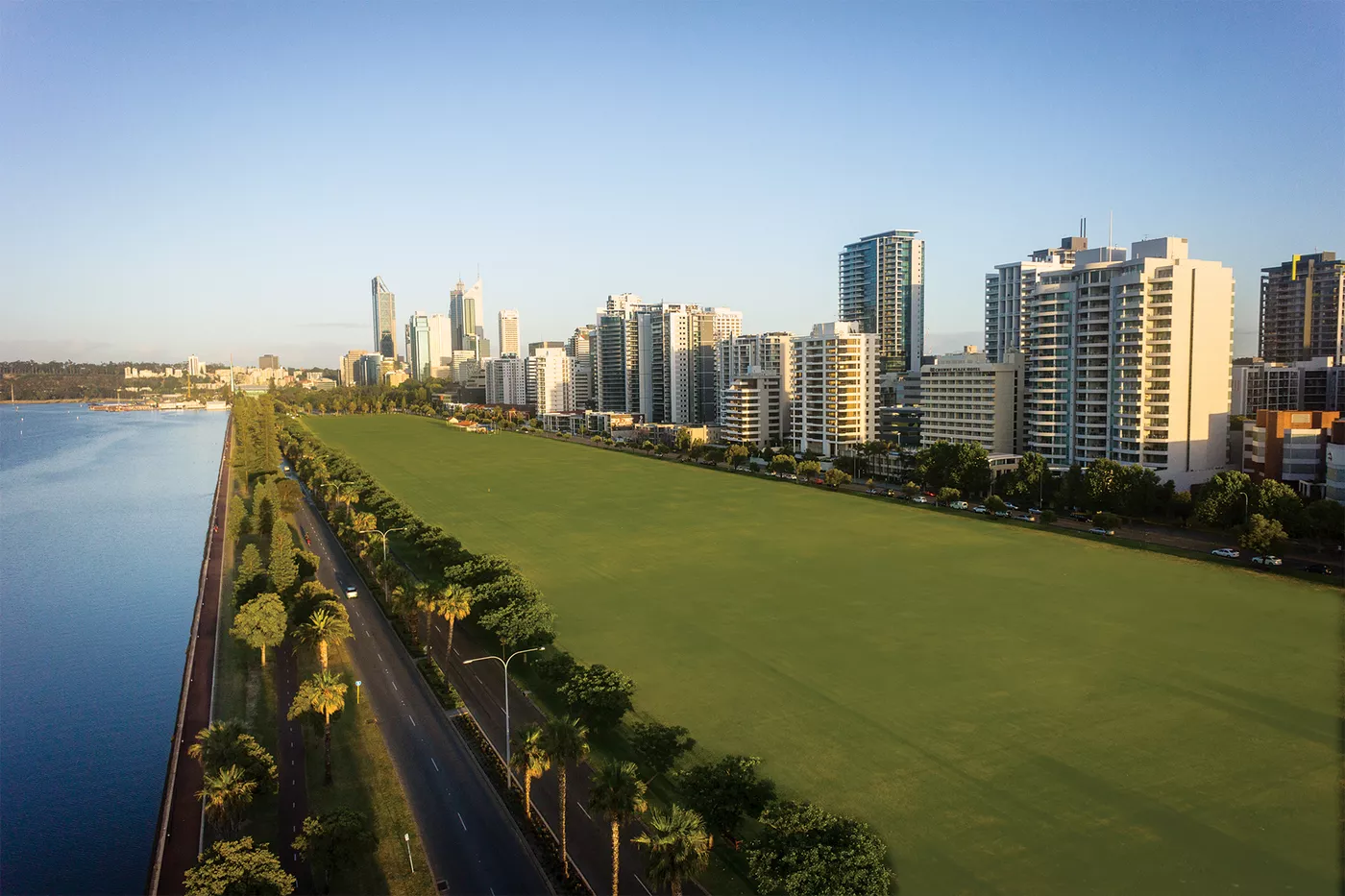 Aerial view of Langley Park looking towards the CBD