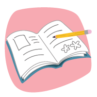 open diary and pencil