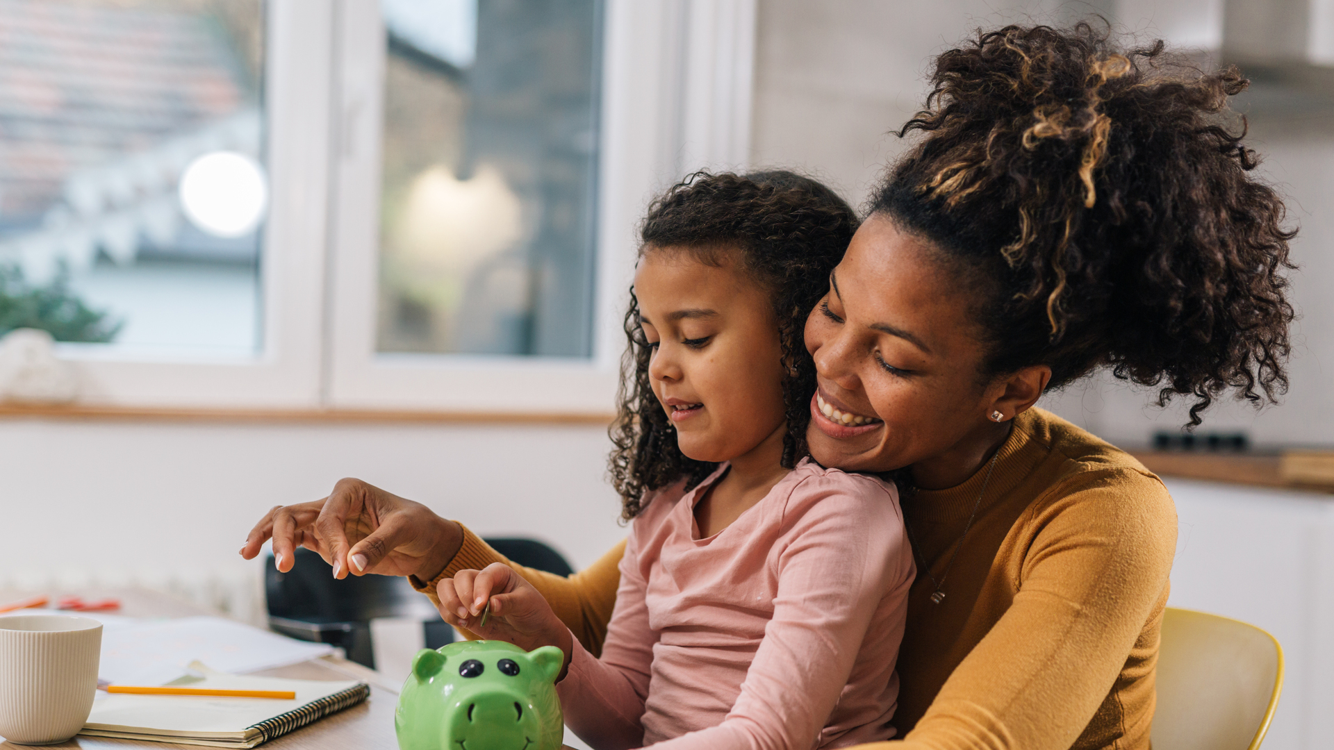 mother and daughter at home