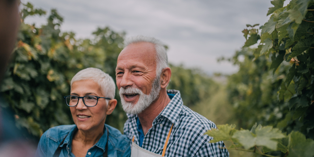 Senior couple smiling