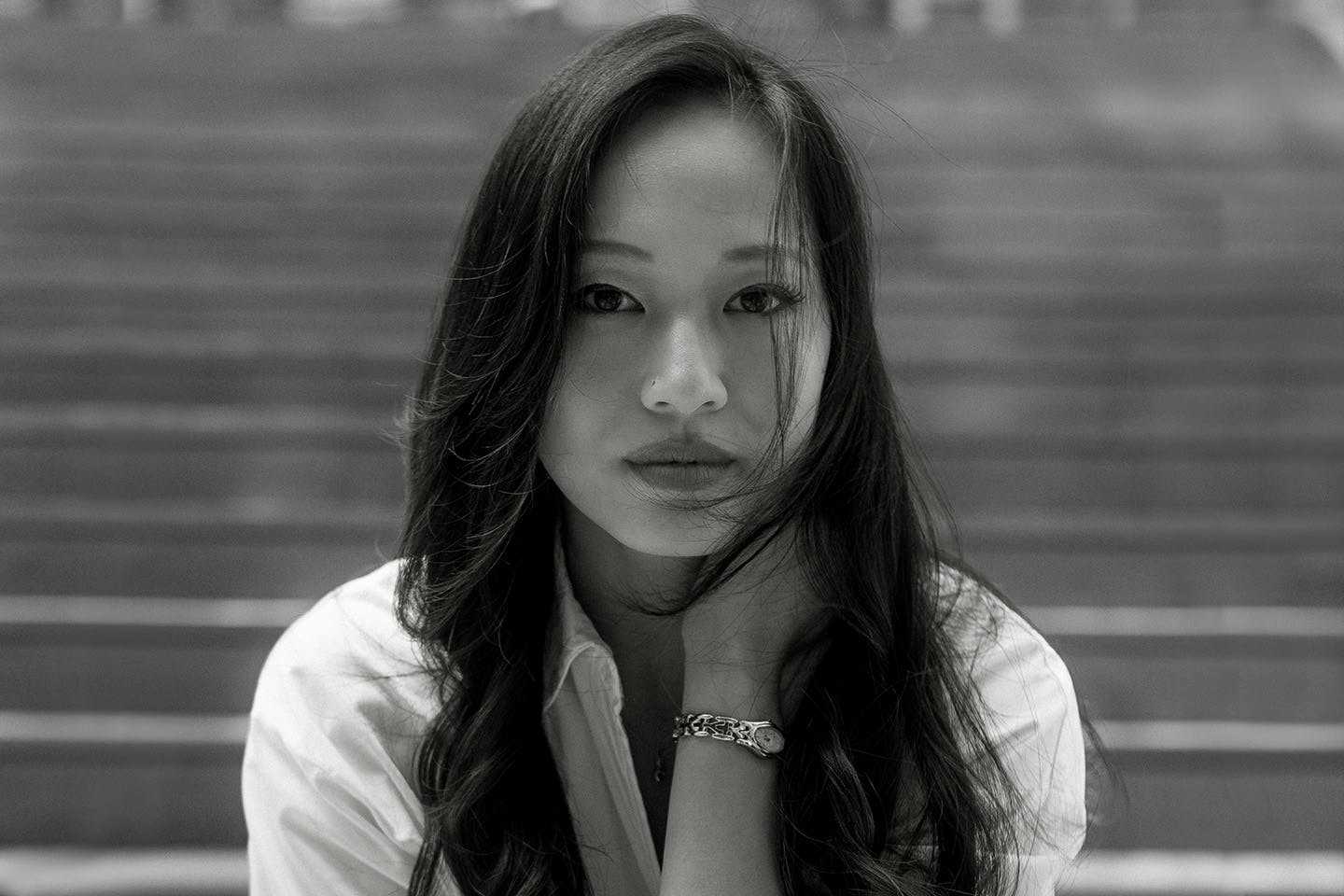 Black and white portrait of Angelene Wong