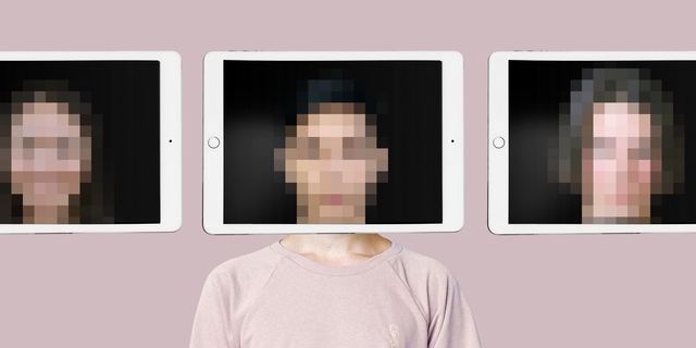 Changing face using AI generated deepfake technology concept