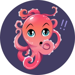 Illustrated octopus looking surprised