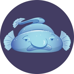 Illustrated blob fish looking bored
