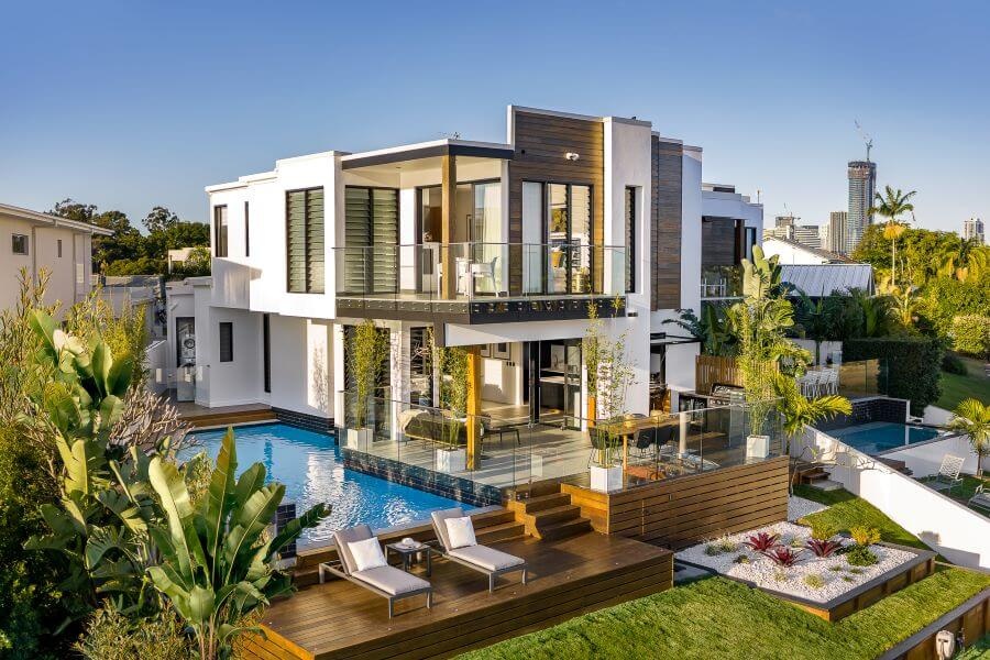 Draw 511 winner with Tracey Gillinder along with photos of pool and aerial shot of Prize Home - Header image