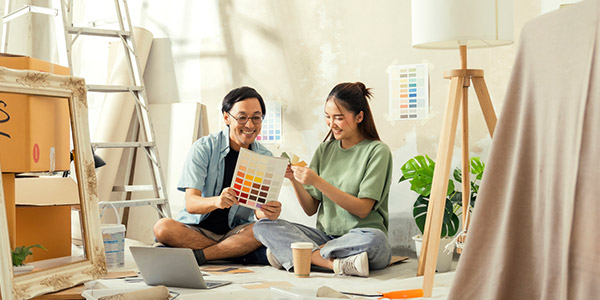 couple picking out paint colors