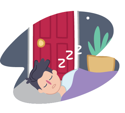 Child sleeping on step outside front door of house