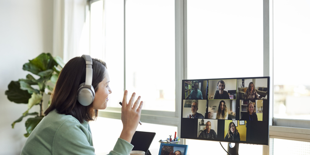 Businesswoman Discussing On Video Call In Home Office