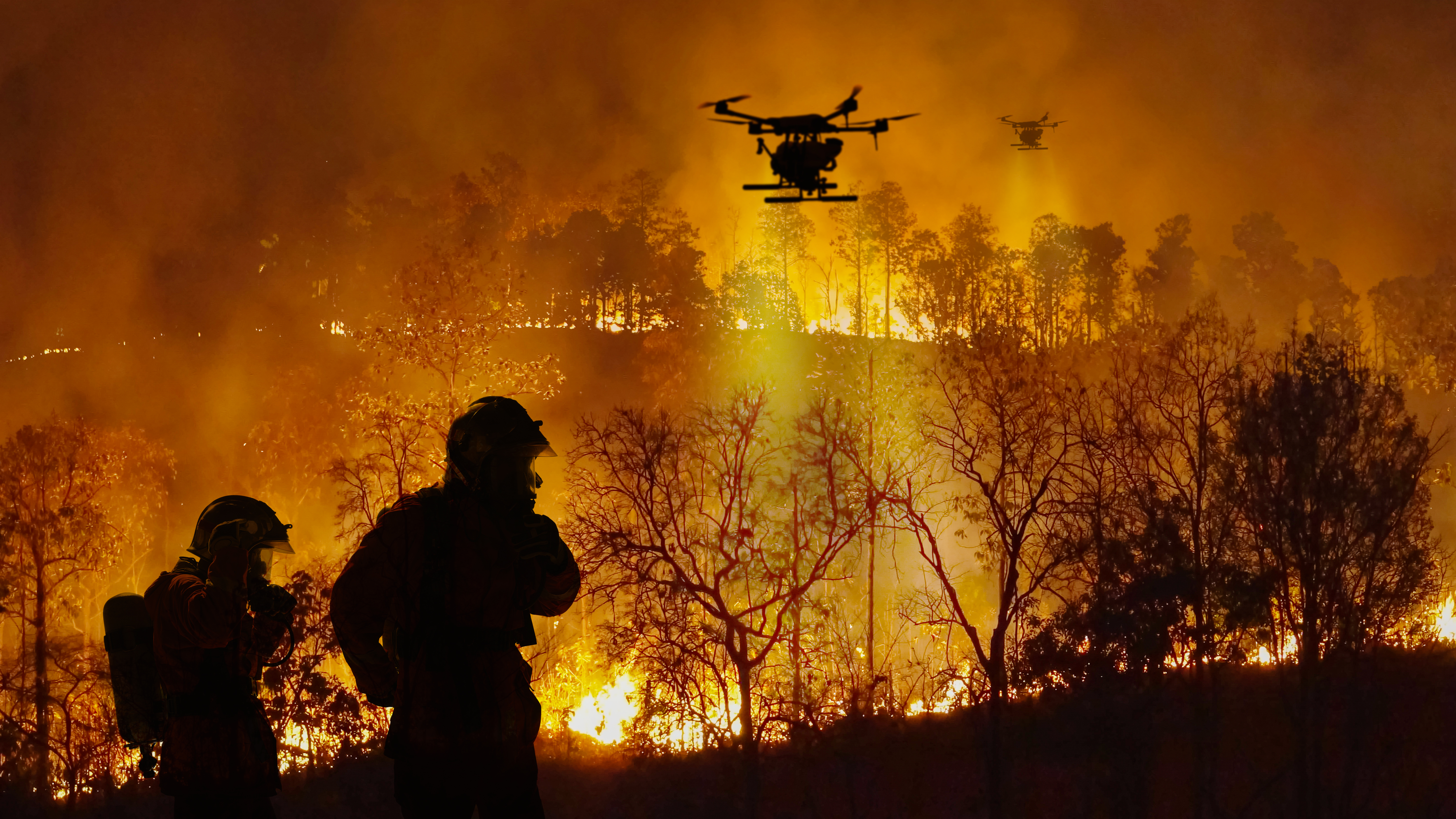 Firefighters in a forest fire use UAS paired with rugged laptops to provide essential intel while in the field.