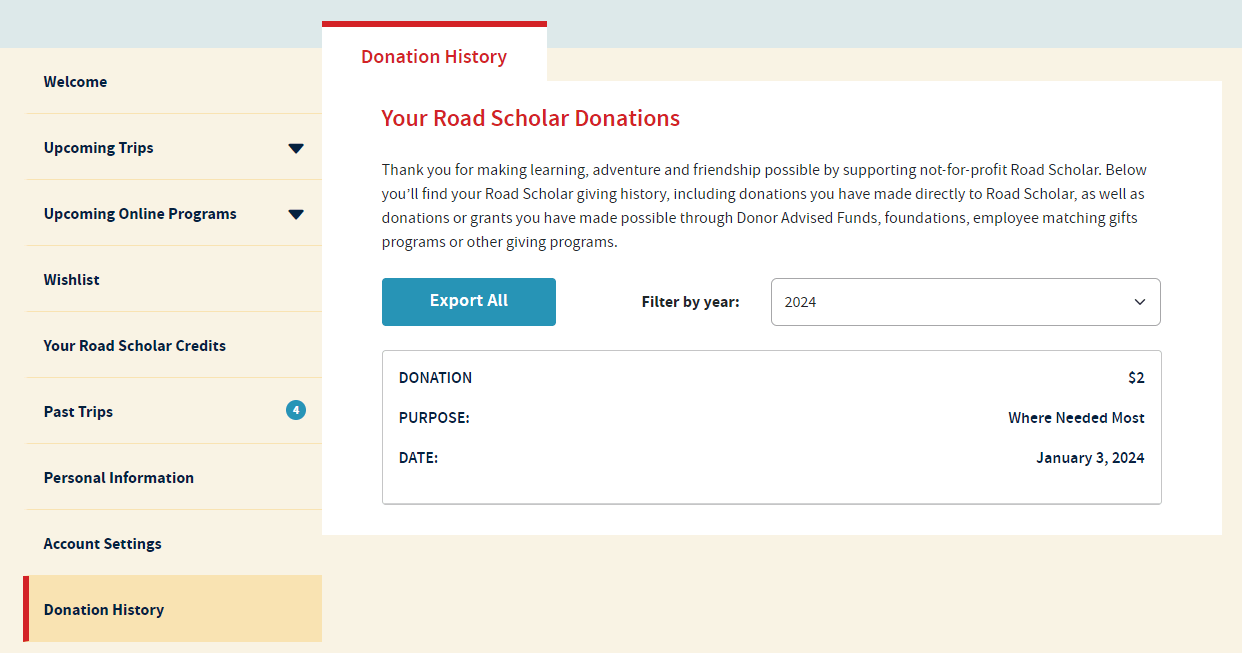 donation history