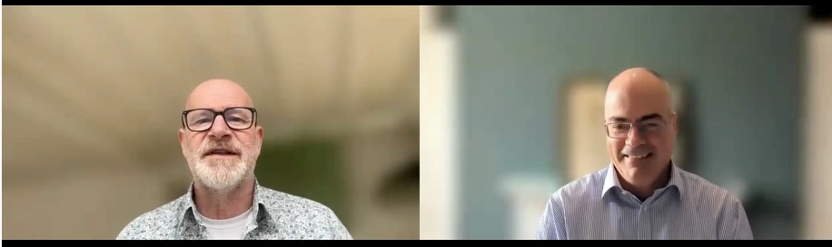 Screenshot of a virtual conversation between Andy Campbell (left) and Ed Thompson (right)