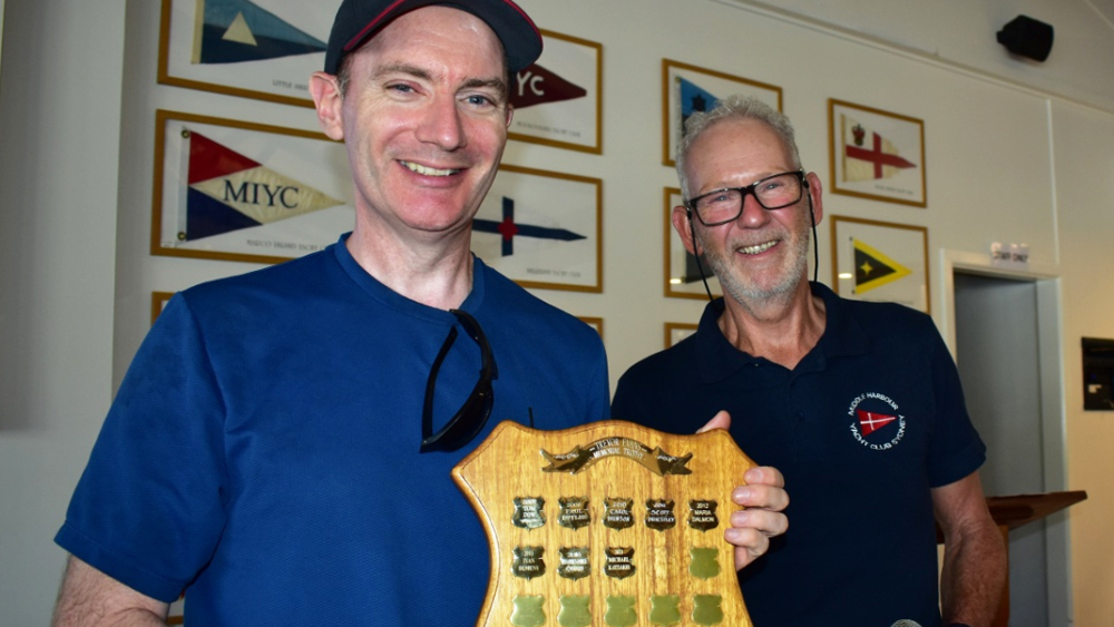 Vocus' Gareth Bishop displaying his ‘Most Improved Sailor’ award. 