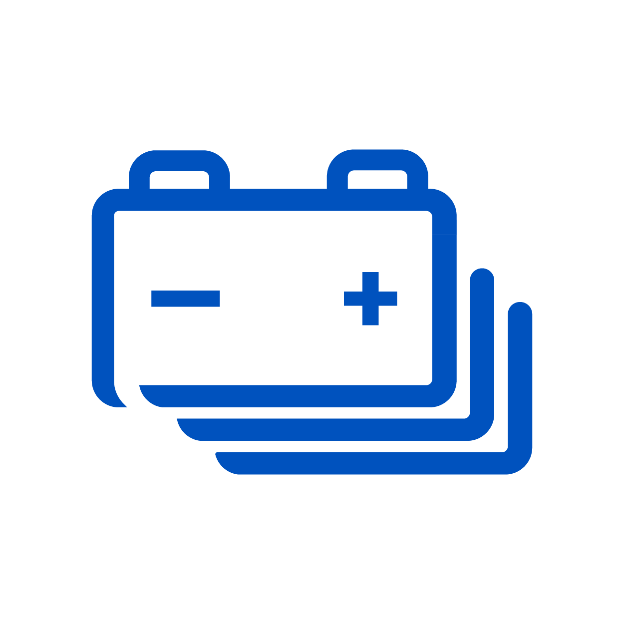 Blue icon of a low battery warning light