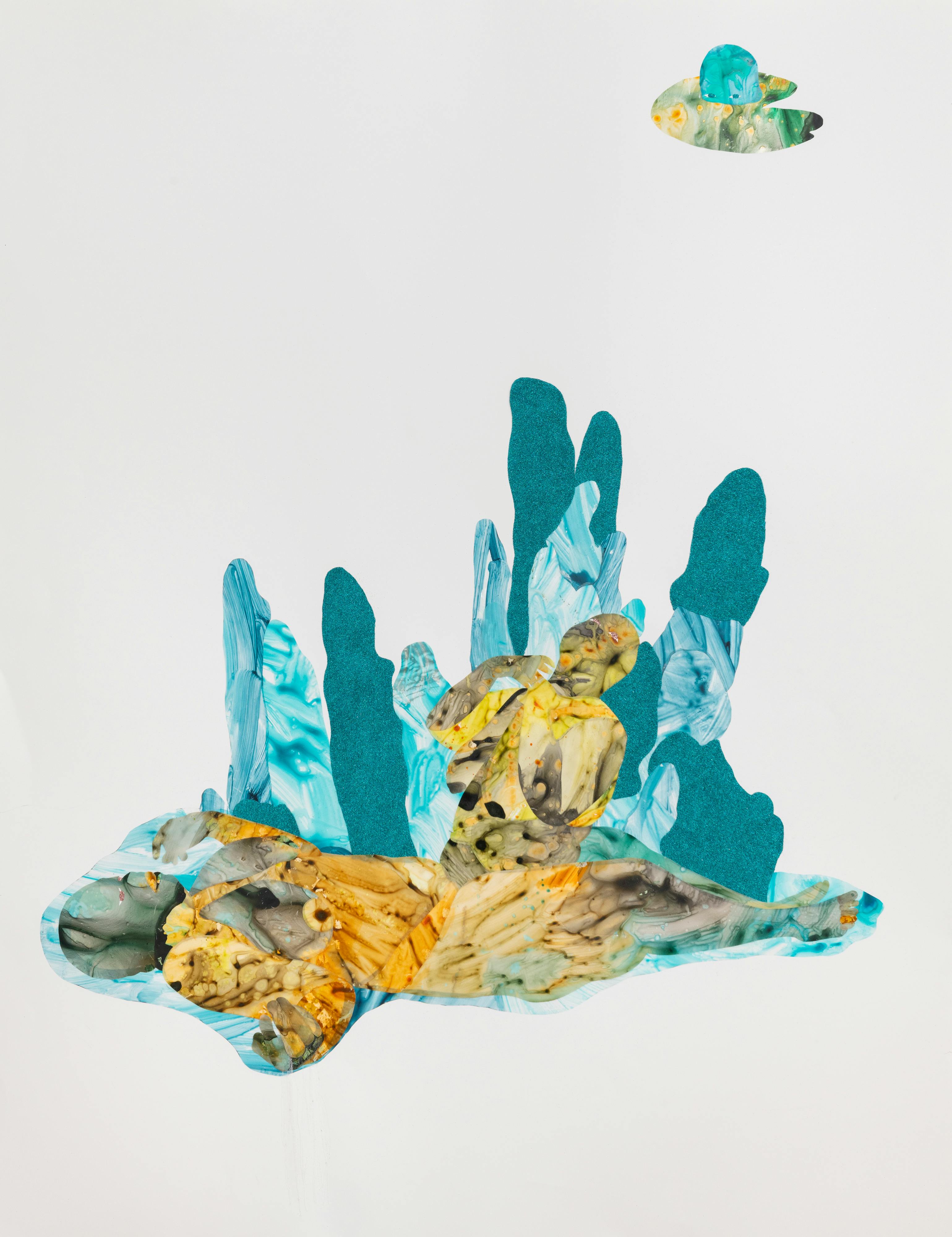 A collage on paper from Démosthène’s exhibition Master the Dream.