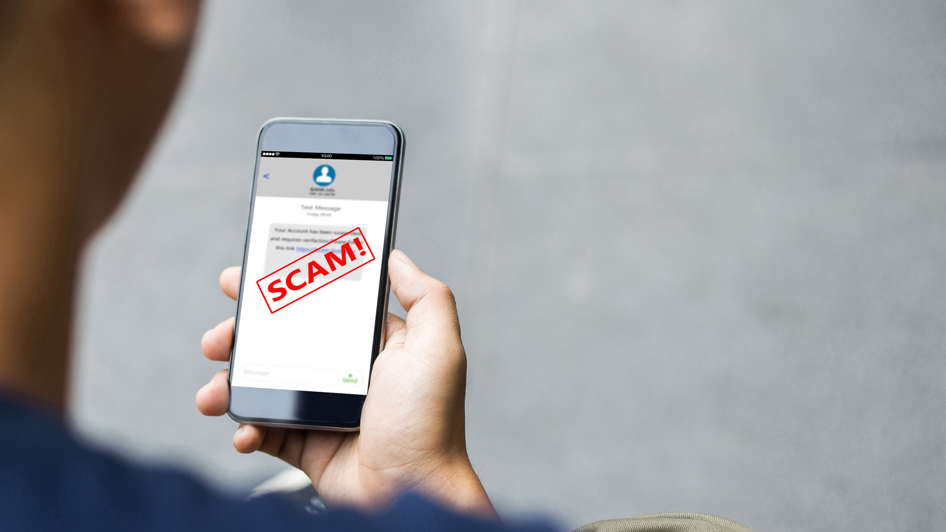 Text message SMS scam or phishing concept