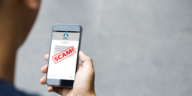 Text message SMS scam or phishing concept
