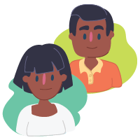 two people standing together side by side