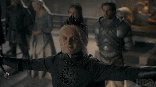 An animated GIF from Game of Thrones showing a crowd cheering enthusiastically, metaphorically celebrating the triumphant return of "content as king."