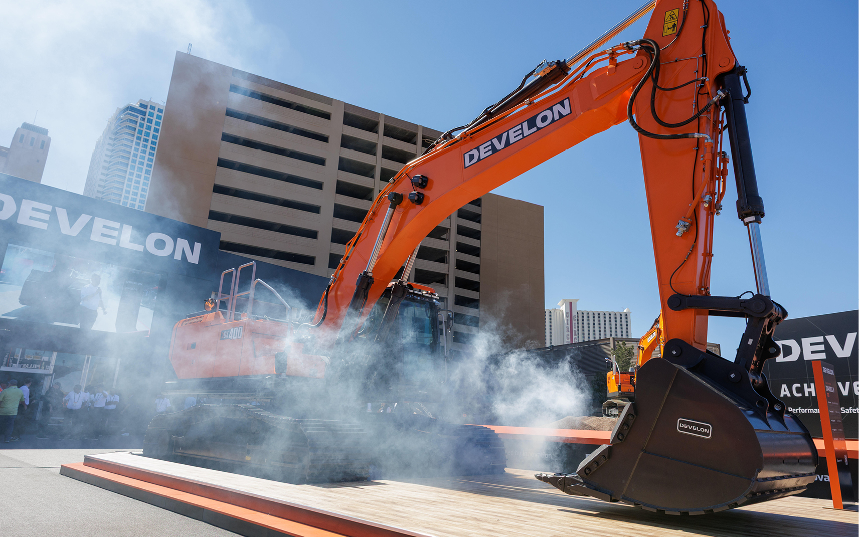 The new DEVELON DX400LC-9 excavator revealed at CONEXPO in Las Vegas.