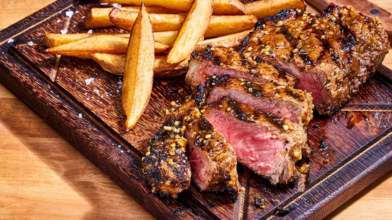 Grilled steak with steakhouse marinade