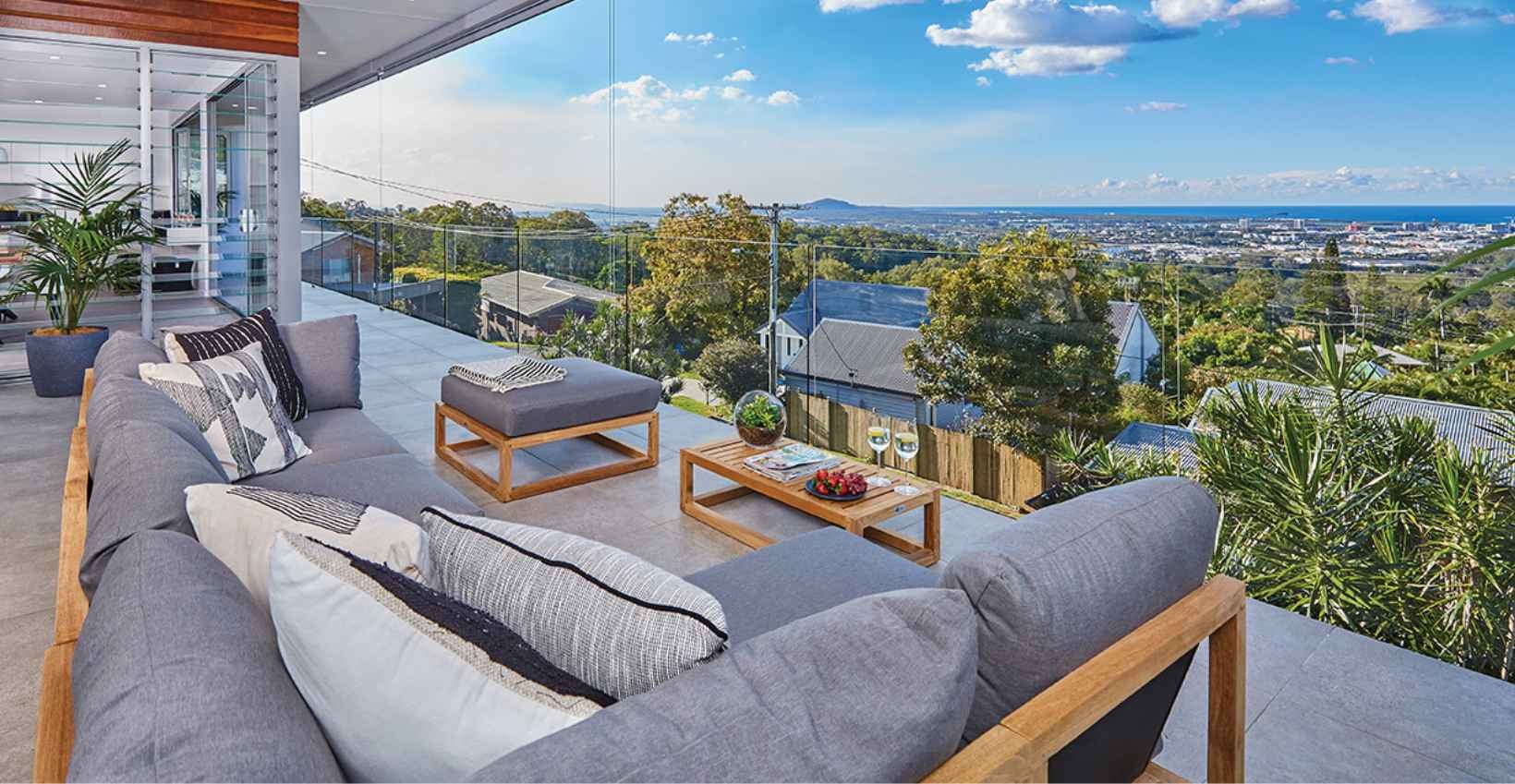 The view from yourtown Prize Draw 490 overlooking the Sunshine Coast on a clear day