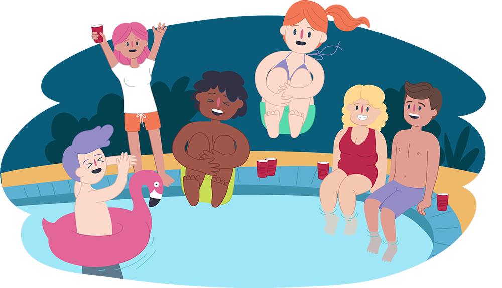 Teens at pool party