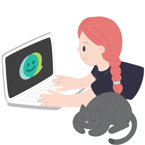 Illustration of a young person on a laptop
