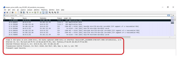 Figure 5: Viewing the contents of a packet in Wireshark