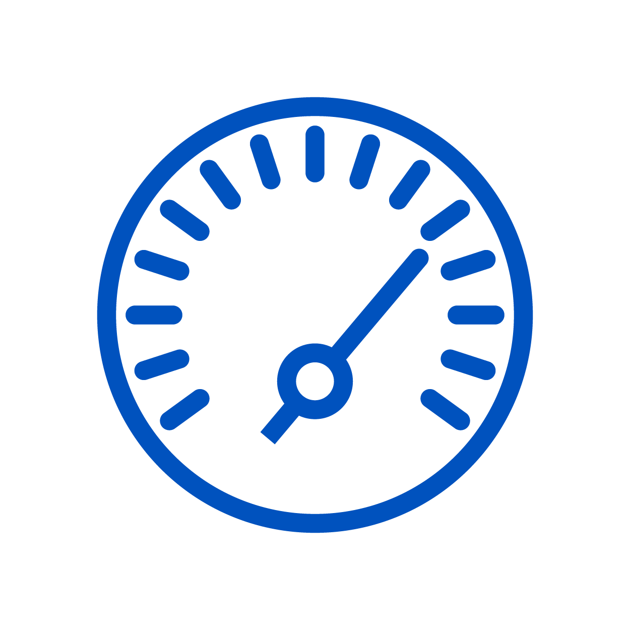 Blue icon of a speedometer warning light
