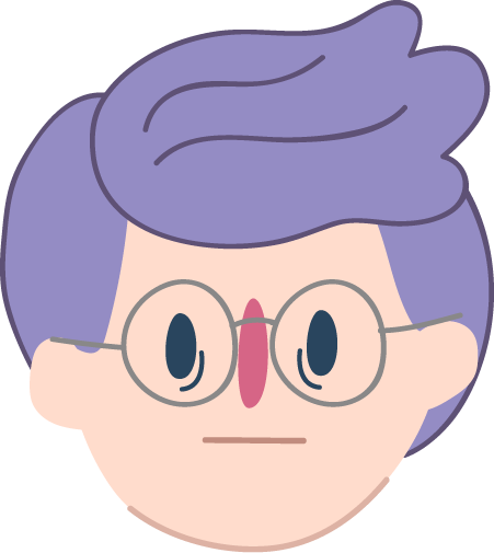A person's face wearing glasses with a blank expression
