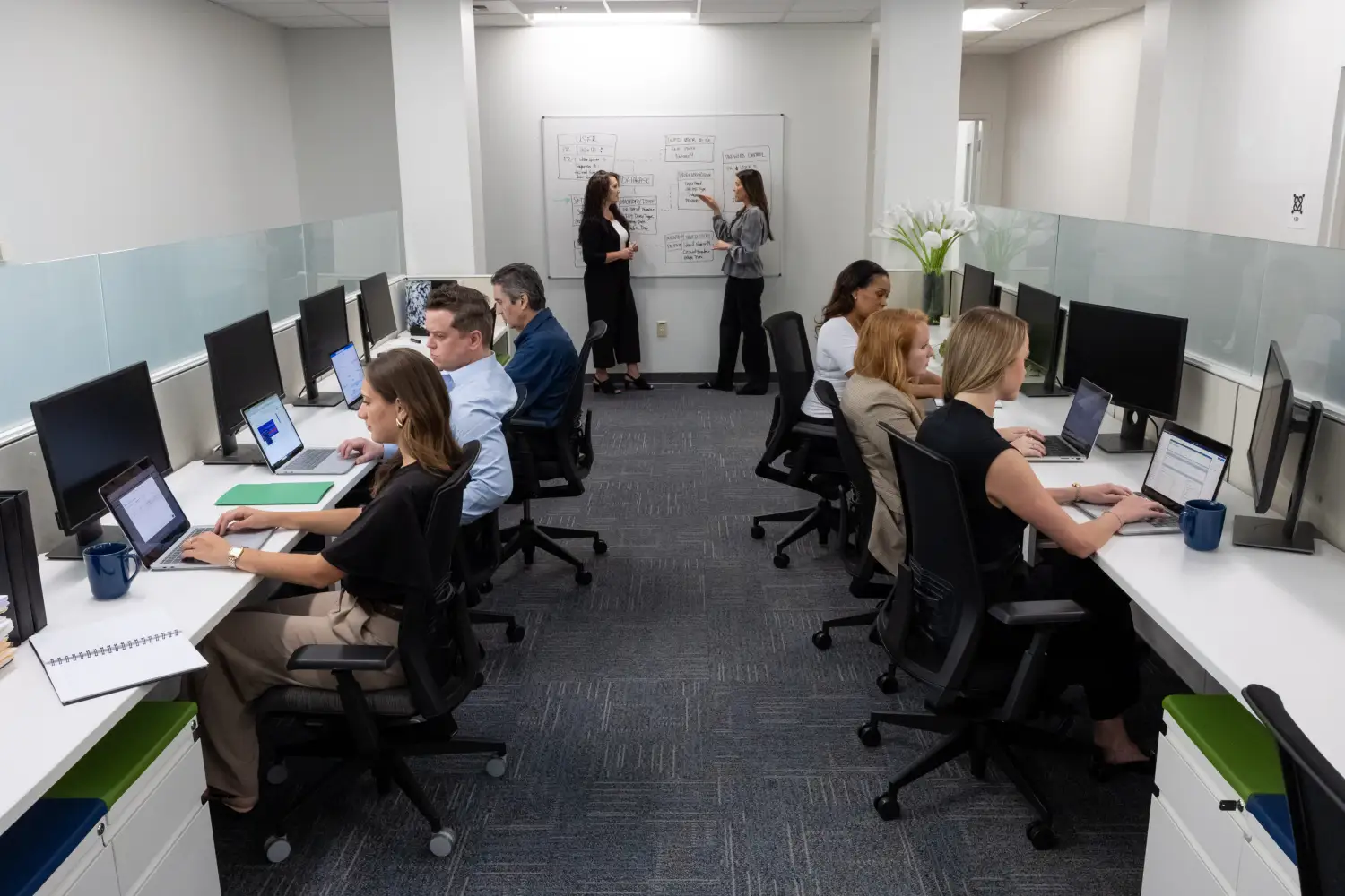 Employees use collaborative resource management tools to volunteer for projects that align with their skills and career goals