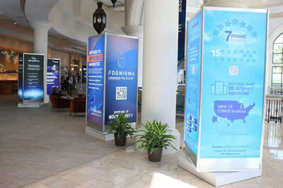 example of a 4 sided panel of advertisements for conference