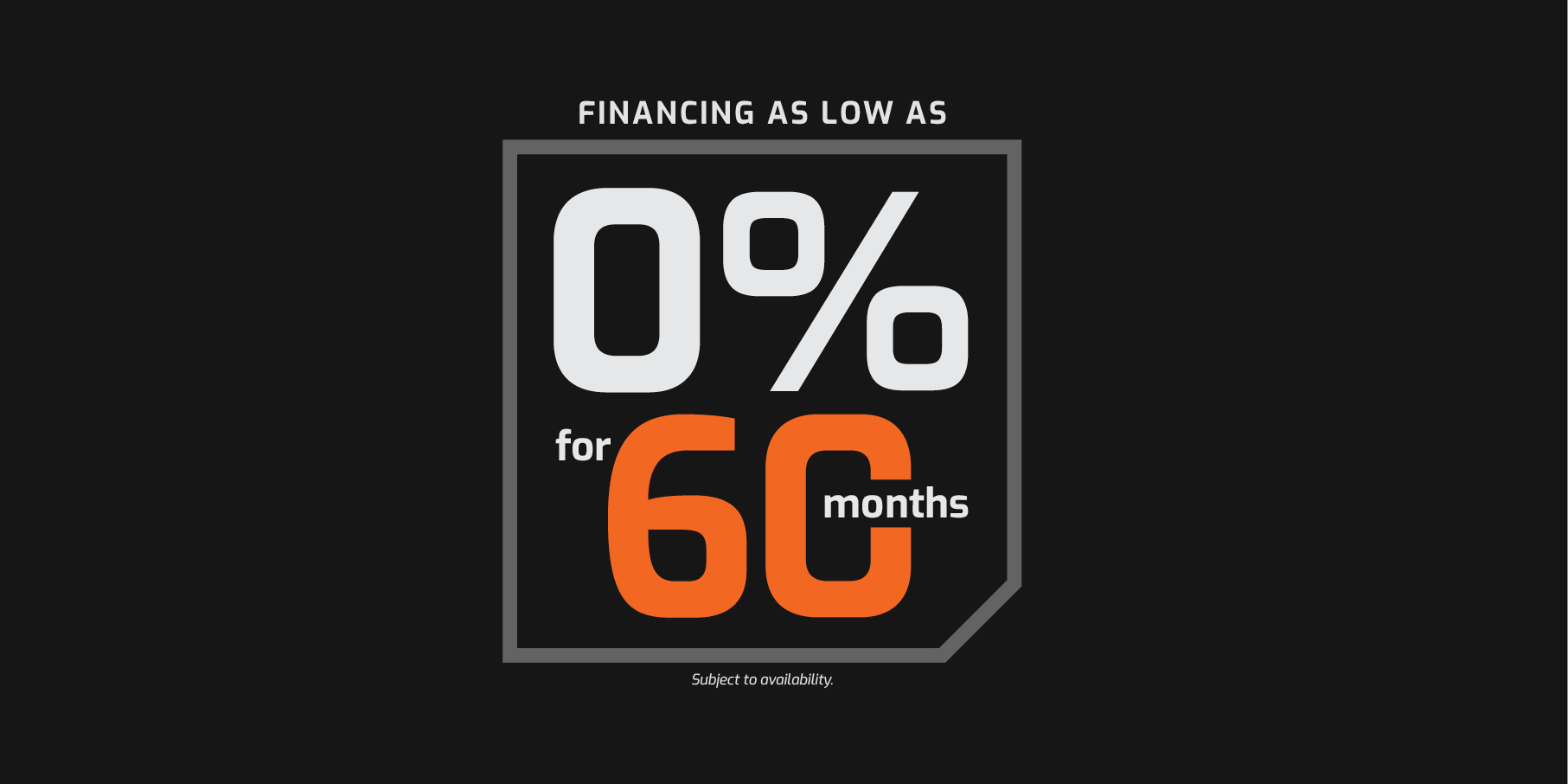 The DEVELON 0% for 60 months financing graphic.
