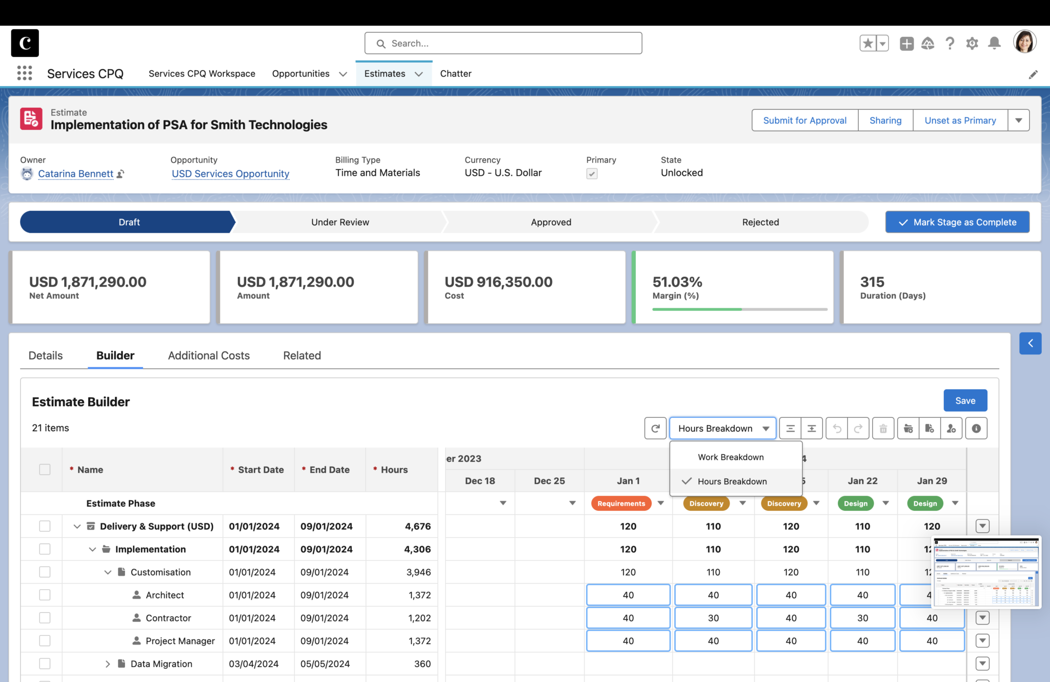 Greater Scheduling Visibility for More Precise Estimates winter 24