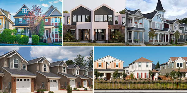 A collage of different types of houses 
