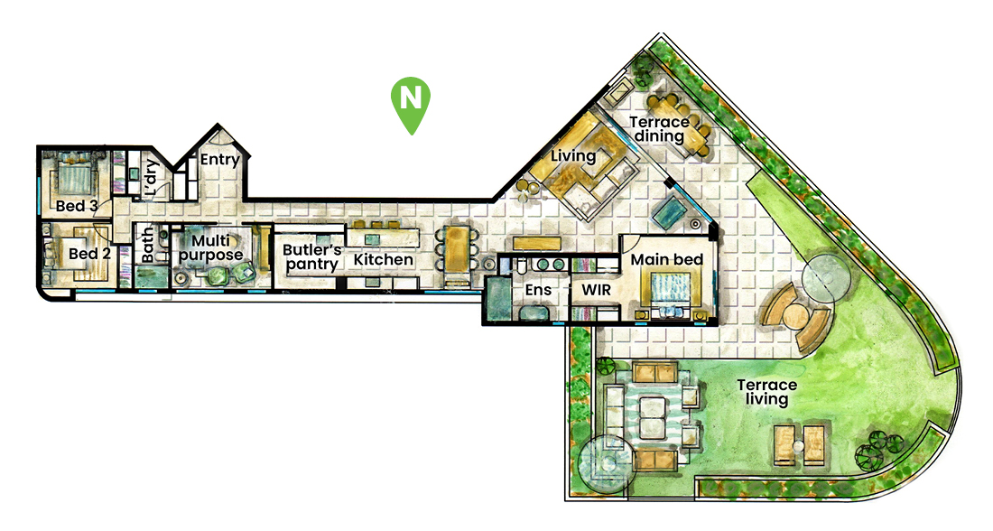Floor Plan Unit 204, 5 Tay Avenue, Caloundra Qld 4551
