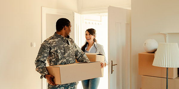military family moving into their own home