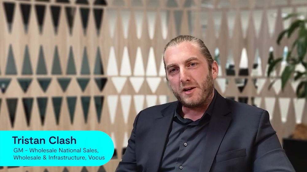 Still from video with Tristan Clash, General Manager - Wholesale National Sales, Vocus Wholesale & Infrastructure