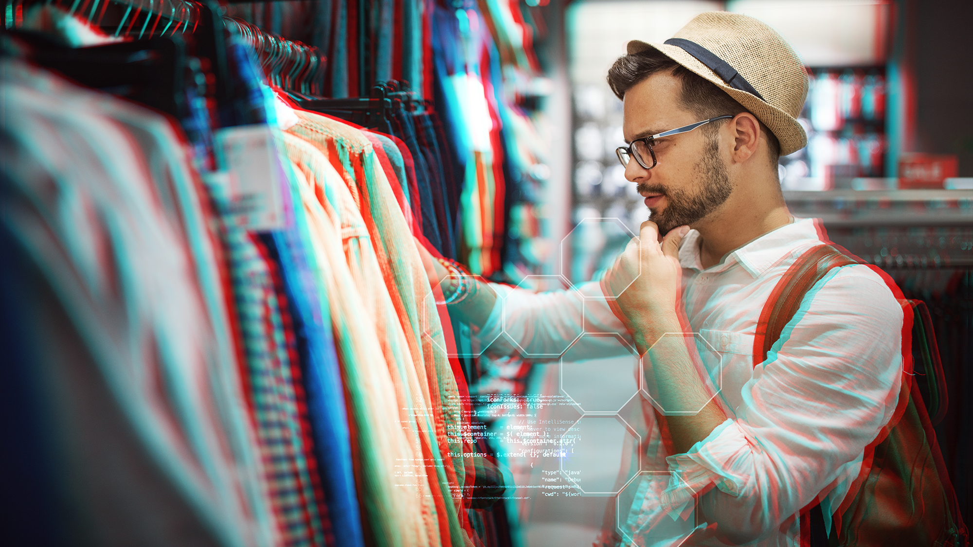 Man looking at clothes in a store