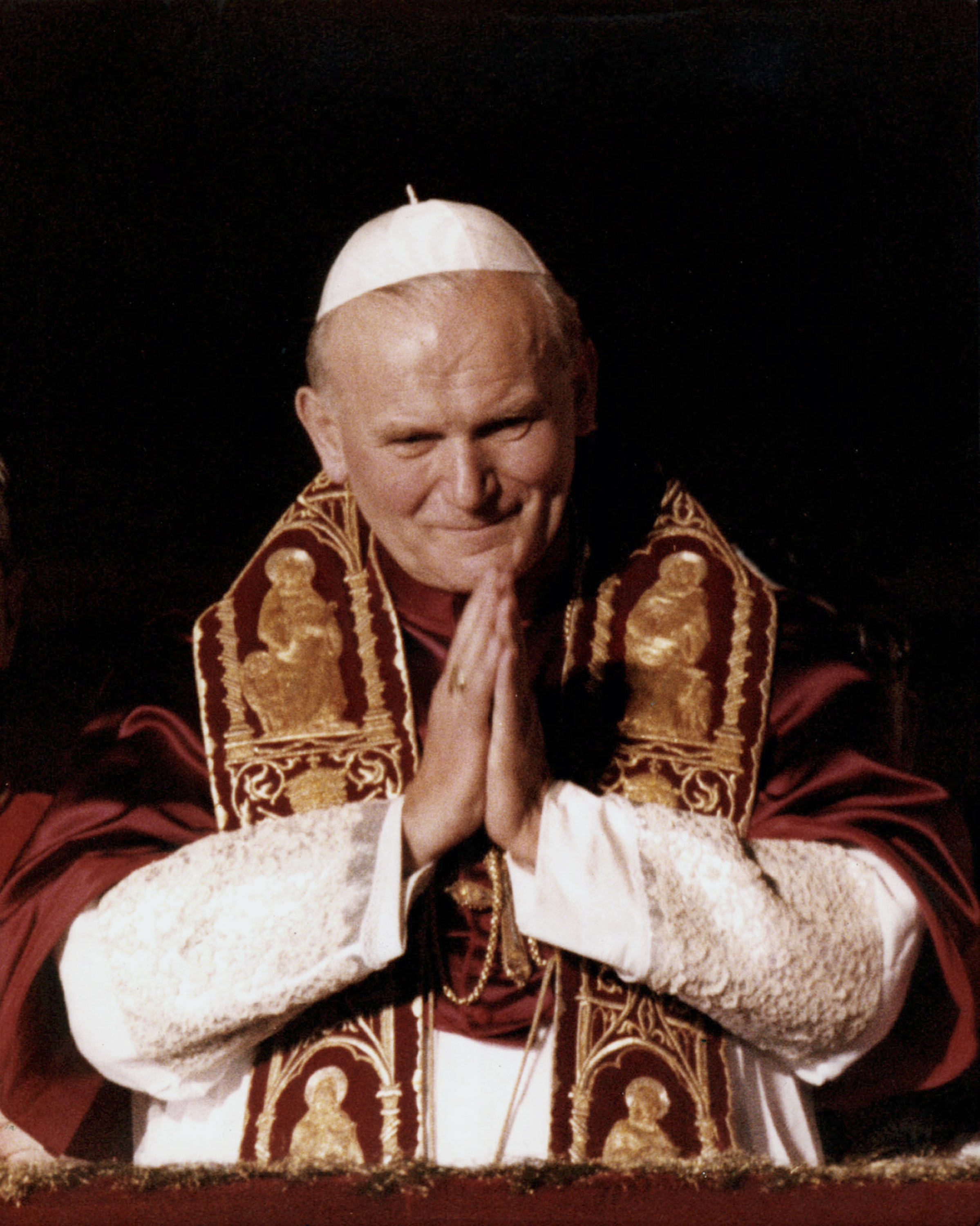 Pope John Paul II appears from St. Peter's Basilica following his election the evening of Oct. 16, 1978