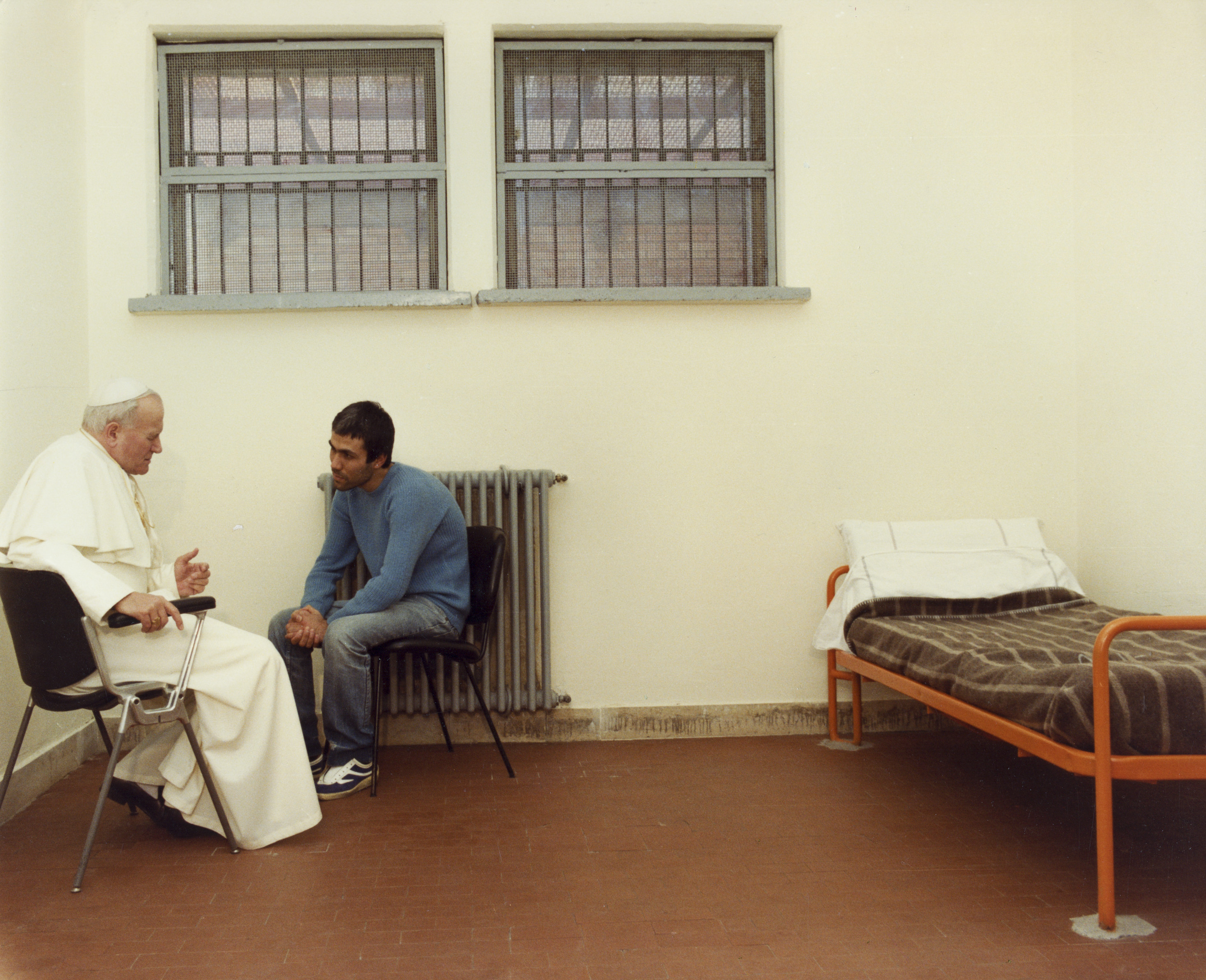 Pope John Paul II visits Ali Agca in Rebibbia prison