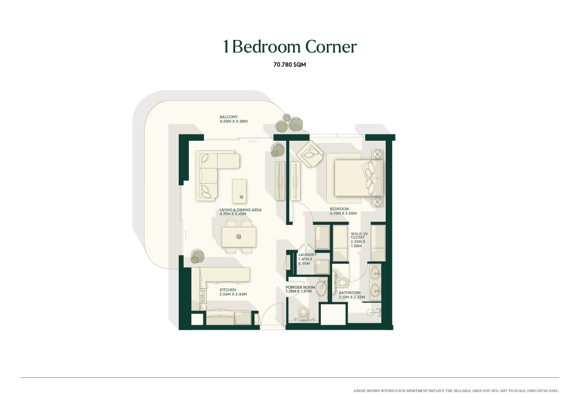 Gardenia Bay 1 bedroom apartment typeB floor plan