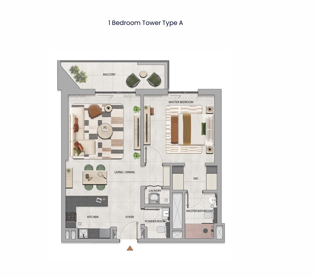 Rise By Athlon 1 bedroom apartment Type A floor plan