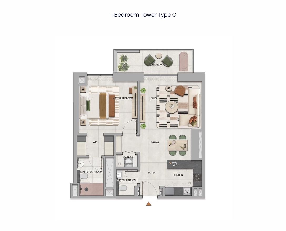 Rise By Athlon 1 bedroom apartment Type C floor plan