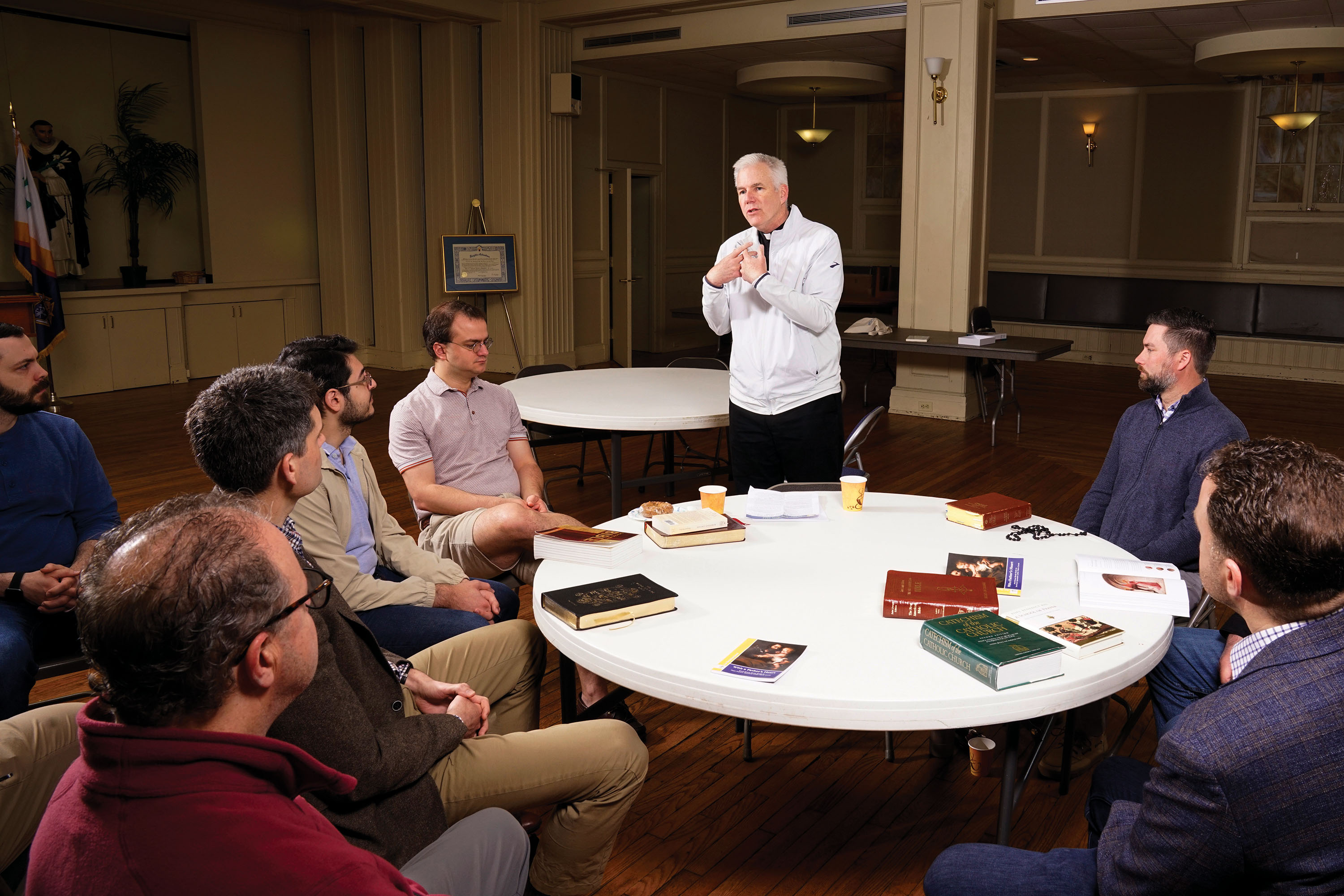 Father Vincent Curran, a priest in residence at St. Mary&rsquo;s, gives a presentation on lectio divina