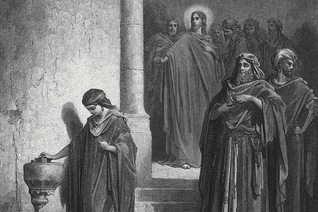 Black and white artwork of a widow