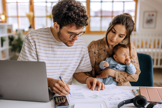 A family looking at finances